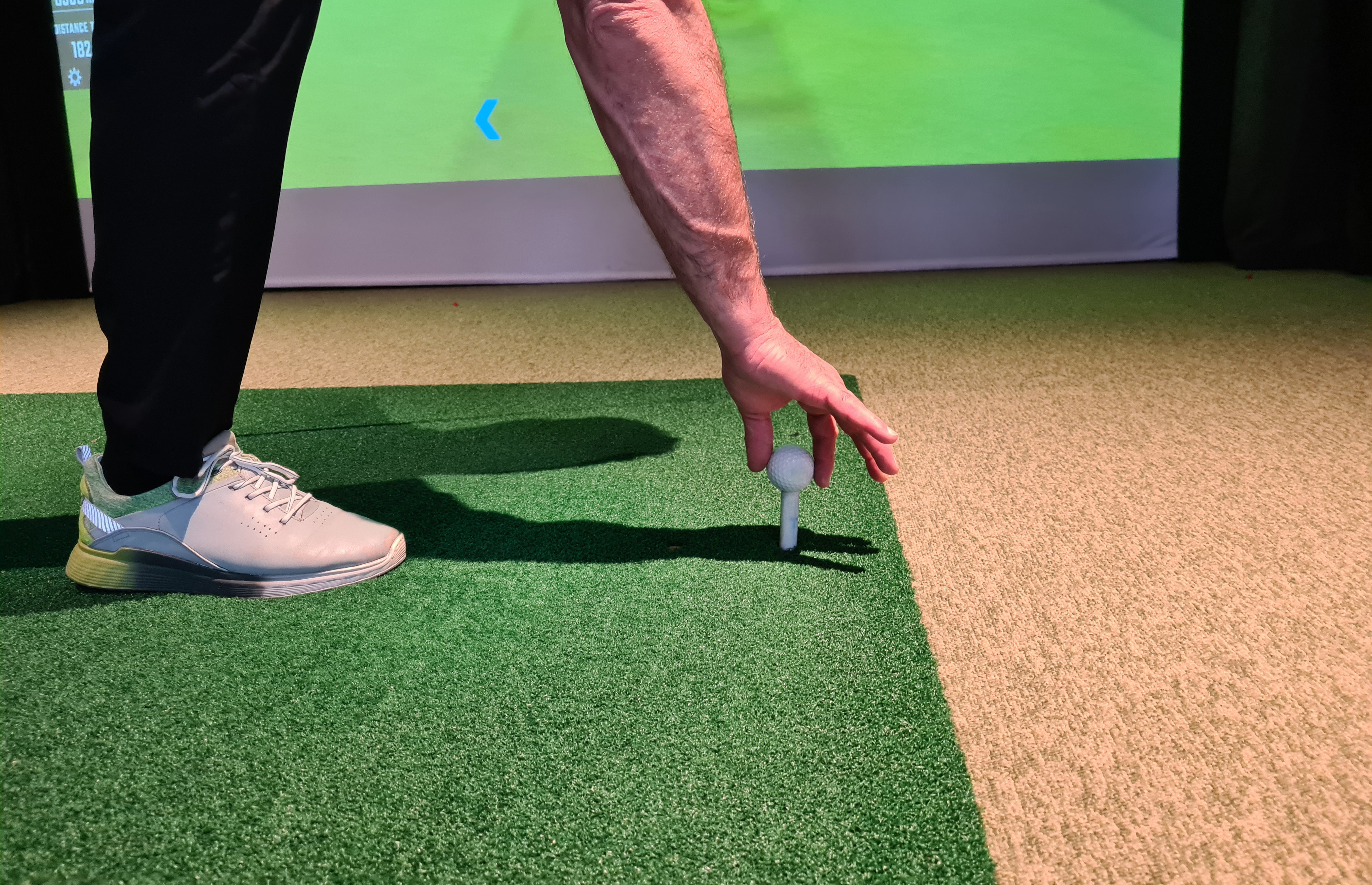A {fran_territory_name} golfer, working on his swing with virtual golf.